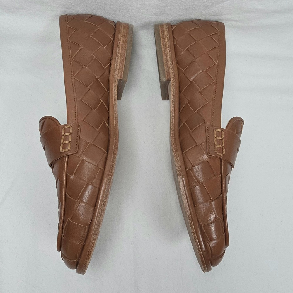 J McLaughlin Brown Concetta Woven Leather Penny Loafers Womens Size 8 Old Money - Picture 4 of 9